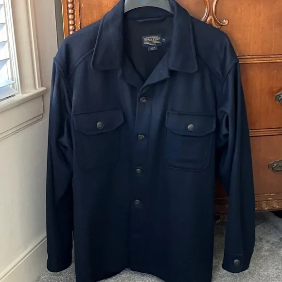 Rare! Pendleton Navy Wool/Cashmere Blend Shirt Jacket - Picture 7 of 10